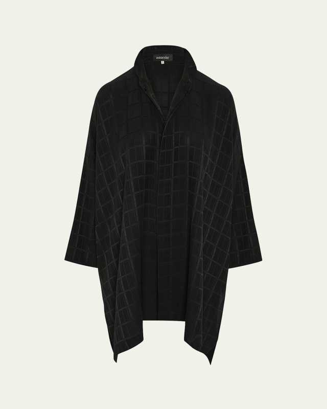 Wide Longer-Back Double Stand-Collar Shirt With Slits (Very Long Length)